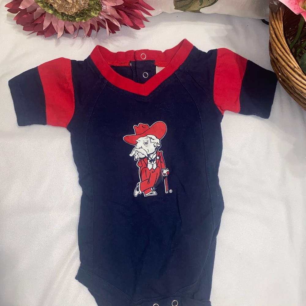Colosseum Navy and Red Kids Bodysuit with Cowboy Graphic